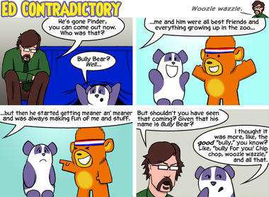 Pinder the Panda Bear flashes back to his time in a zoo with Bully Bear.